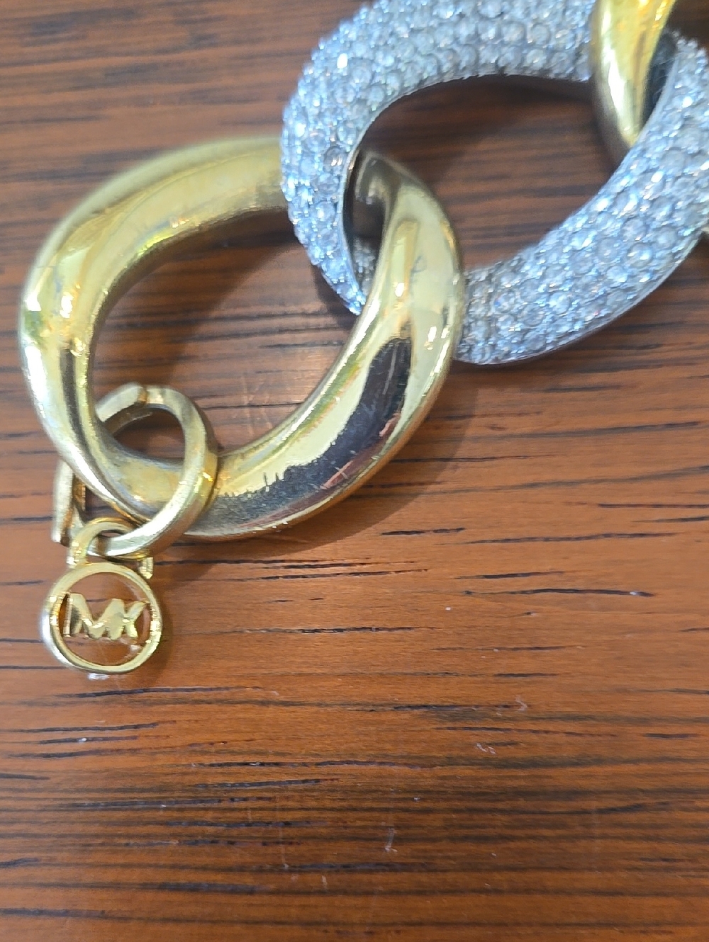 MICHAEL KORS VINTAGE Gold and Pave Rhinestone Link Bracelet - Picture 2 of 4